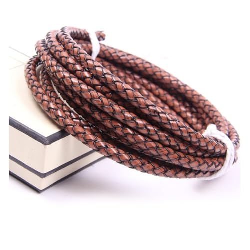 Wisafory 1M Lederschnur Rund Lederband aus echtem Leder Geflochtener Schnurseil 3-8mm Rindslederschnüre für Retro-Armbänder Halsketten Schmuckherstellung Geschenkverpackungen Braun 5mm von Wisafory