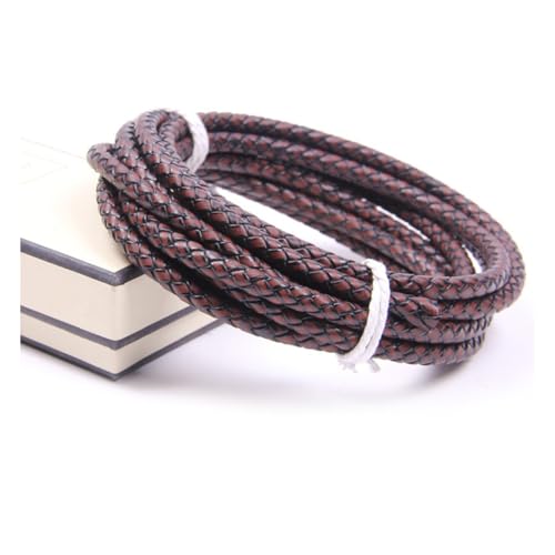 Wisafory 1M Lederschnur Rund Lederband aus echtem Leder Geflochtener Schnurseil 3-8mm Rindslederschnüre für Retro-Armbänder Halsketten Schmuckherstellung Geschenkverpackungen Dunkelbraun 3mm von Wisafory