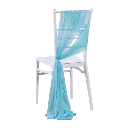 Wisafory 2 Stück Stuhl Husse Hochzeit Stuhlhussen Set Chiffon Stoff Stuhlbezug Stuhlschärpen Dekostoff Stuhl Band Stuhlhusse Dekoration für Hochzeit Zeremonie Event Party Blau 2# von Wisafory