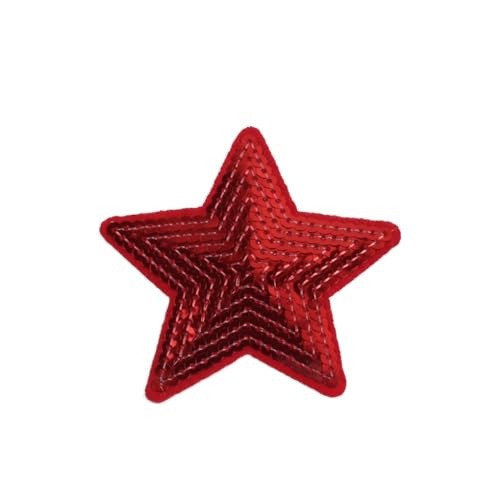 Wisafory 20 Stück Stern Patches Pailletten Appliques Bestickter Aufnäher Aufbügeln Flicken Applikation Bügelbild Stickerei Herzen Patches für Kleidung Hüte Taschen Schuhe Rot-Stern von Wisafory