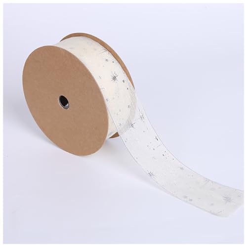 Wisafory 20 Yards Organzaband Schleifenband Dekoband Geschenband Stern Organza Stoff Bänder Satinband Dekoratives Band für Blumenstrauß Geschenk Verpackung DIY Handgefertigt Beige 4CM von Wisafory