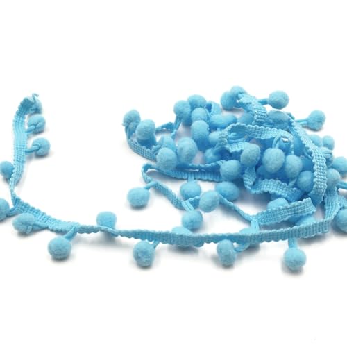 Wisafory 20 Yards Pompon Borte Dekoband Bommelborte Bommelband Fransenband Pomponborte zum Nähen Bommel Fringe Trim Pom Poms Zierborte Nähband für DIY Basteln Kleidung Dekoration Seeblau von Wisafory