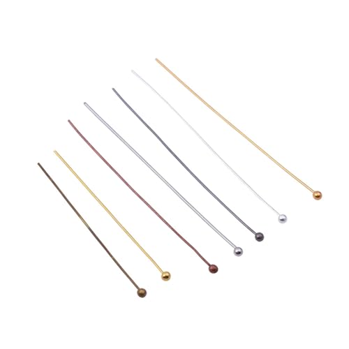 Wisafory 200 Stück Kugelkopf Pins Kugelkopfstifte Messing Ball End Headpins Head Ball Pins Schmuck Kopfnadeln Pin für DIY Schmuckherstellung Ohrringe Armbänder Halsketten Ketten Mischfarben 0.5*20mm von Wisafory