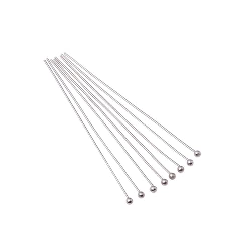 Wisafory 200 Stück Kugelkopf Pins Kugelkopfstifte Messing Ball End Headpins Head Ball Pins Schmuck Kopfnadeln Pin für DIY Schmuckherstellung Ohrringe Armbänder Halsketten Ketten Rhodium 0.5 * 20mm von Wisafory