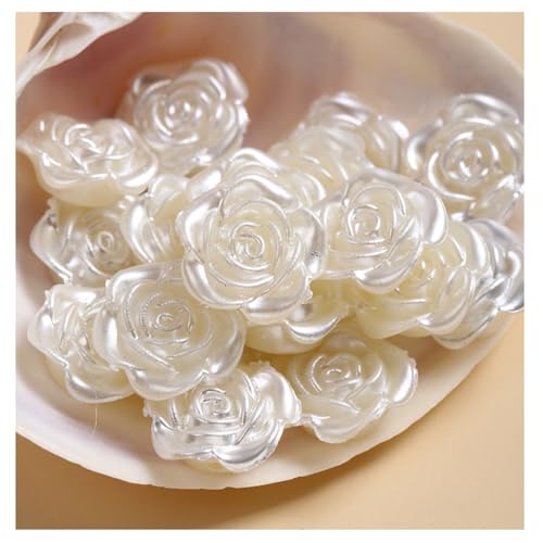 Wisafory 200 Stück Weiße Perlen Blumen Schmuckperlen zum Basteln Kunstperlen Ohne Loch Bastelperlen Lose Blumenperlen Kleine Flower Beads Plastikperlen für DIY Schmuckherstellung 12MM von Wisafory