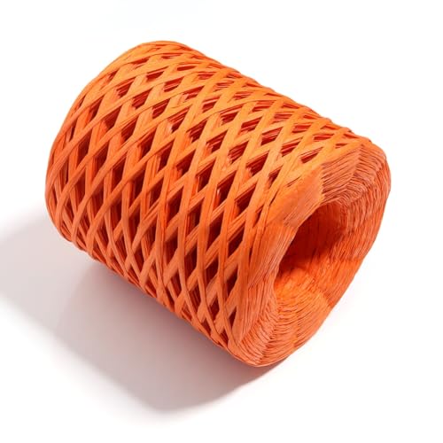 Wisafory 200 m Bastband Bunt Papierbänder Raffia Paper Schnur Geschenkband Papier Bindfäden Häkeln Bast Band für DIY Basteln Geschenkverpackung Weben Weihnachten Dekoration Orange von Wisafory