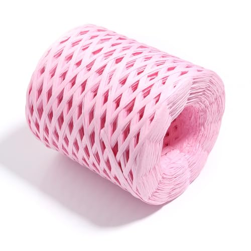 Wisafory 200 m Bastband Bunt Papierbänder Raffia Paper Schnur Geschenkband Papier Bindfäden Häkeln Bast Band für DIY Basteln Geschenkverpackung Weben Weihnachten Dekoration Rosa von Wisafory