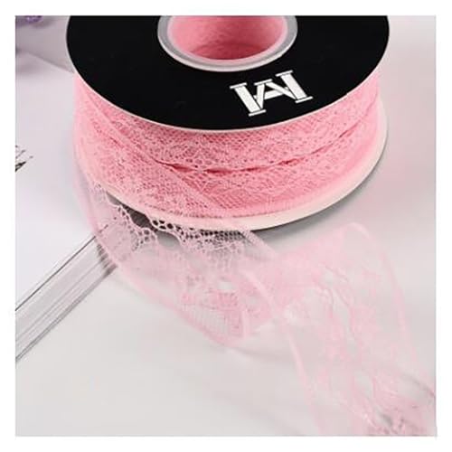 Wisafory 25 Yards Spitzenband Spitzenbordüre Spitzenborte Zierspitze Borte Häkelspitze Dekoband Zierband Geschenkband Spitzen-Blumen Bordüre für DIY Handwerk 4cm Breit Rosa von Wisafory