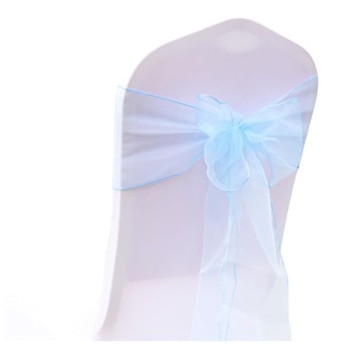 Wisafory 30 Stück Stuhlschleifen Organza Stuhl Schärpe Schleife Band Stuhlhussen Stuhl Organza Schleifenband Dekoration für Hochzeit Zeremonie Event Feier Party 18 x 275 cm Hellblau 30 Stück von Wisafory