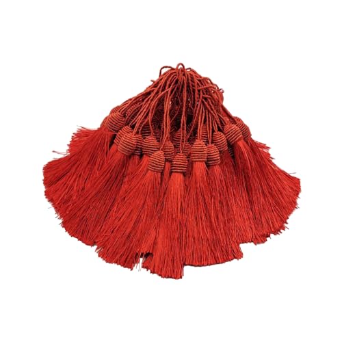 Wisafory 30pcs Quaste Seidige Floss Quasten Anhänger Handgemachte Weiche Quasten Deko Zubehör für Lesezeichen, Schmuckherstellung, Souvenir, Ohrring, DIY Handwerk 13cm Rot von Wisafory