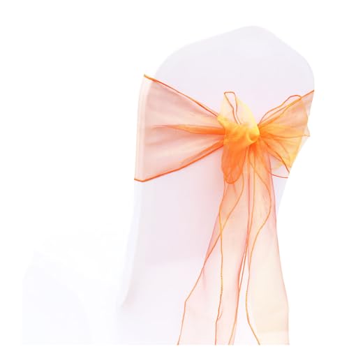 Wisafory 5 Stück Stuhlschleifen Organza Stuhl Schärpe Schleife Band Stuhlhussen Stuhl Organza Schleifenband Dekoration für Hochzeit Zeremonie Event Feier Party 18 x 275 cm Orange 5 Stück von Wisafory