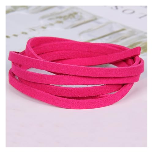 Wisafory 5 Stücke 1 M Lederband 5mm Breit Lederschnur Kunstleder Schnur Faux Wildleder Schnur Bunte für DIY Armband Halskette Schmuckherstellung Handwerk Kissendekoration Dunkelrosarot von Wisafory