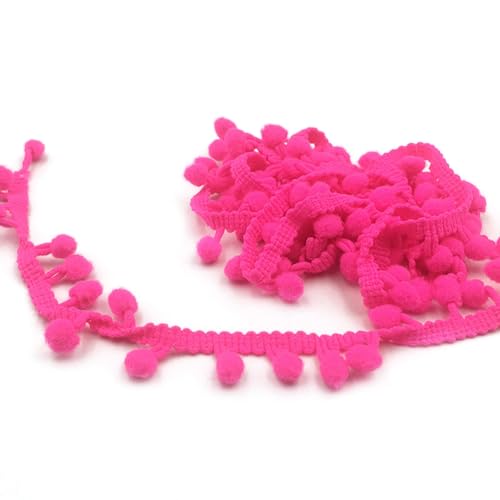 Wisafory 5 Yards Pompon Borte Dekoband Bommelborte Bommelband Fransenband Pomponborte zum Nähen Bommel Fringe Trim Pom Poms Zierborte Nähband für DIY Basteln Kleidung Dekoration Rosarot von Wisafory