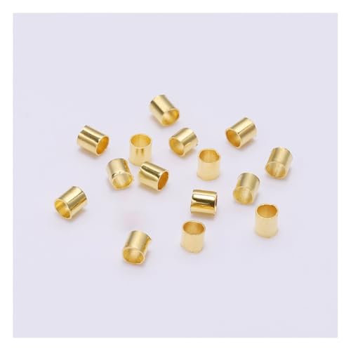 Wisafory 500 Stück Quetschperlen Quetschröhrchen Kupferrohr Crimp Perlen Abstandshalter Mini Lose Perlen Spacer Beads für DIY Ohrring Halskette Armband Schmuckherstellung Gold 2.5mm von Wisafory