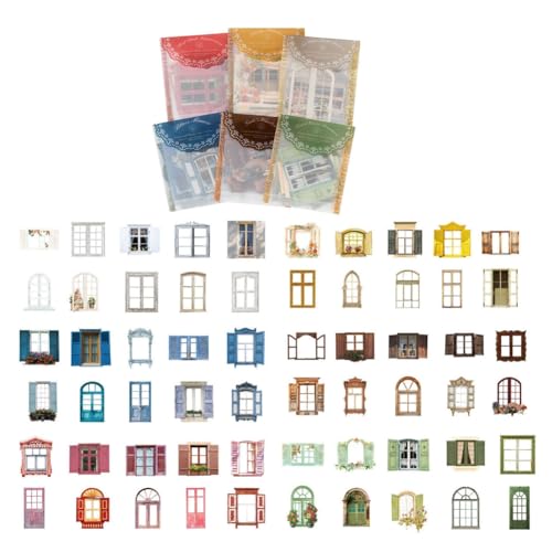 Wisafory Lot de 60 autocollants de scrapbooking pour porte, fenêtre, collage, carte autocollante, papier décoratif pour bricolage, artisanat, album photo, journal, album de scrapbooking von Wisafory