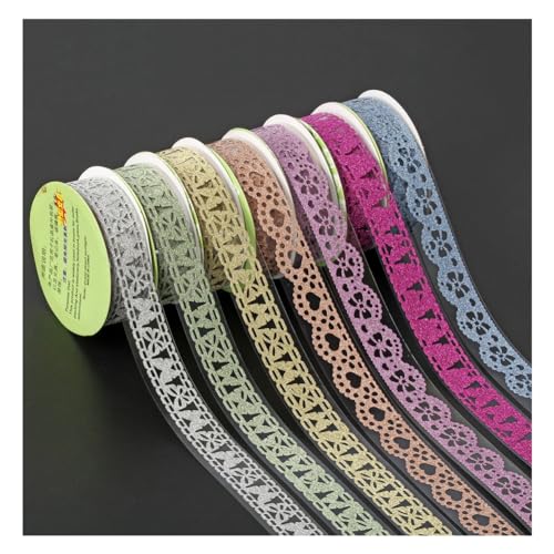 Wisafory 7 Rollen Washi Tape Selbstklebend Spitze Deko Klebeband Bunte Glitzer Klebebänder Masking Tape Durchbrochene Spitzenband Dekoband für DIY Handwerk Scrapbook Karten Dekorative von Wisafory