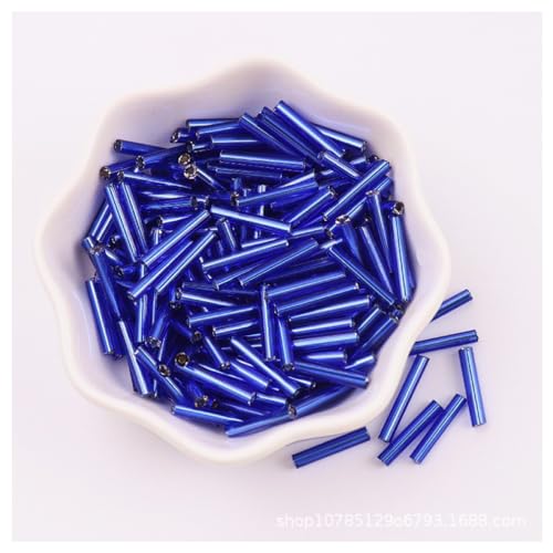 Wisafory 700pcs Glas Rocailles Perlen Röhrchen Stiftperlen Glass Bugle Beads Abstandsperlen Tube Beads Kleine Bastelperlen Zubehör für DIY Schmuckherstellung 2.5x15mm 100g Blau von Wisafory