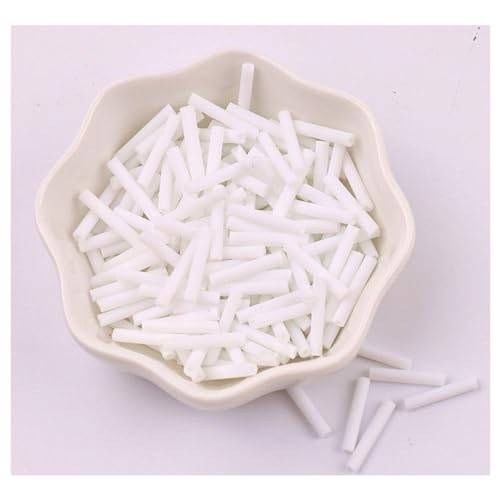 Wisafory 700pcs Glas Rocailles Perlen Röhrchen Stiftperlen Glass Bugle Beads Abstandsperlen Tube Beads Kleine Bastelperlen Zubehör für DIY Schmuckherstellung 2.5x15mm 100g Weiß von Wisafory