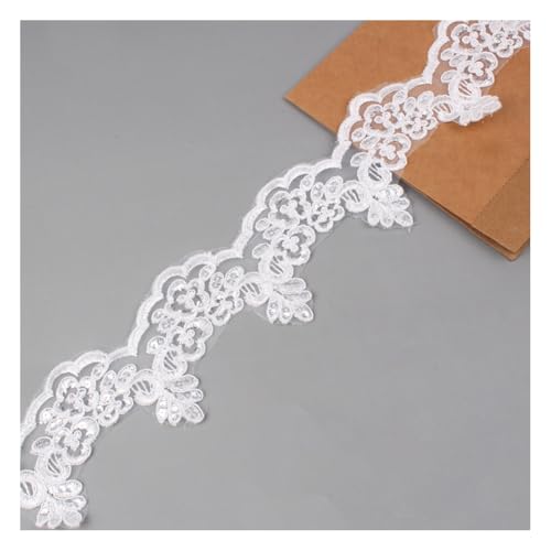 Wisafory 8 cm Spitzenband Stickerei Spitzenbesatz mit Pailletten Gesticktes Spitze Band Vintage Bastelkante für Nähen Handwerk Hochzeit Deko Scrapbooking Geschenkbox Kleidung Zubehör Beige 1 Yard von Wisafory