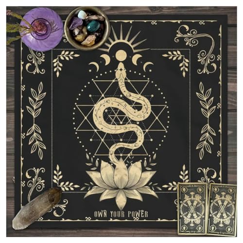 Wisafory Altartuch Tarotkarten Tischdecke Mond Phases Blumen Altardecke Spirituell Altar Tarot Tuch Hexerei Astrologie Tischtuch Quadratisch Wandteppich Himmlisches Decktuch Stil 1 49x49cm von Wisafory