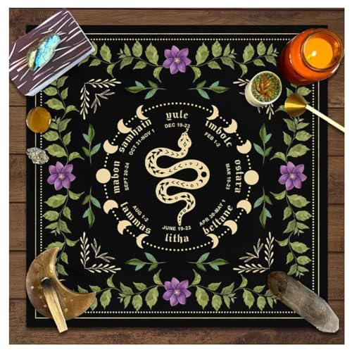 Wisafory Altartuch Tarotkarten Tischdecke Mond Phases Blumen Altardecke Spirituell Altar Tarot Tuch Hexerei Astrologie Tischtuch Quadratisch Wandteppich Himmlisches Decktuch Stil 3 49x49cm von Wisafory