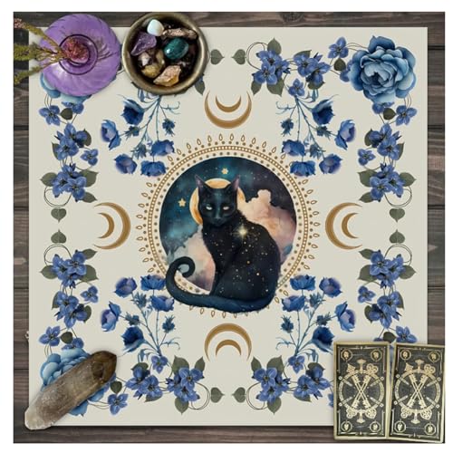 Wisafory Altartuch Tarotkarten Tischdecke Mond Phases Blumen Altardecke Spirituell Altar Tarot Tuch Hexerei Astrologie Tischtuch Quadratisch Wandteppich Himmlisches Decktuch Stil 8 49x49cm von Wisafory