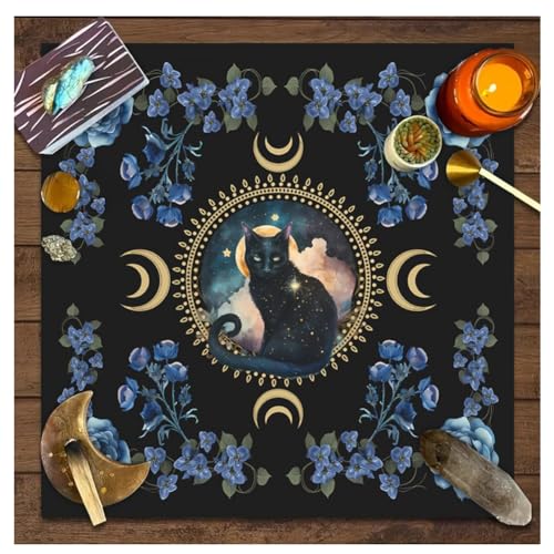 Wisafory Altartuch Tarotkarten Tischdecke Mond Phases Blumen Altardecke Spirituell Altar Tarot Tuch Hexerei Astrologie Tischtuch Quadratisch Wandteppich Himmlisches Decktuch Stil 9 49x49cm von Wisafory