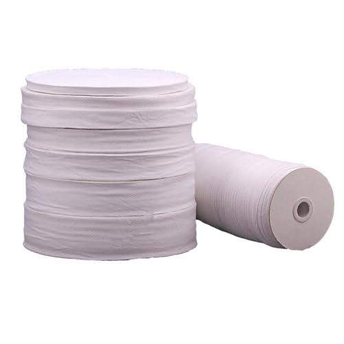 Wisafory Baumwoll Gurtband 50M/Rollen Baumwollband zum Nähen Schrägband Köperband Fischgräte Band Nahtband Natur Einfassband Cotton Twill Tape Ribbon Bindeband für DIY Bastel Weiß 4cm von Wisafory