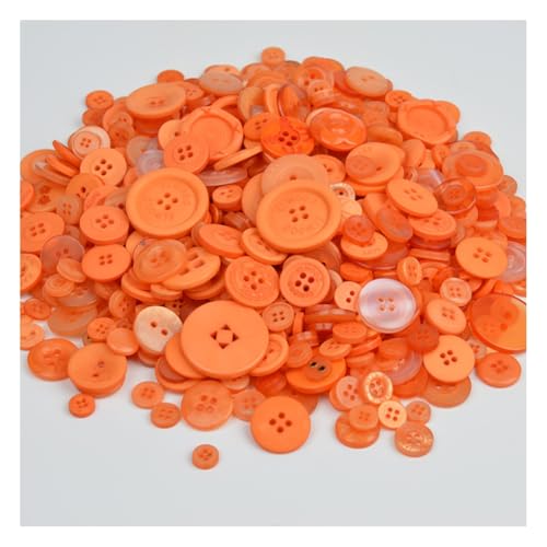 Wisafory Bunte Knöpfe zum Basteln Rund Bastelknöpfe Gemischte Größen Farben 2/4 Löcher Harzknöpfe für Basteln Nähen Kinder DIY Painting Geschenk Deko Scrapbooking Orange von Wisafory