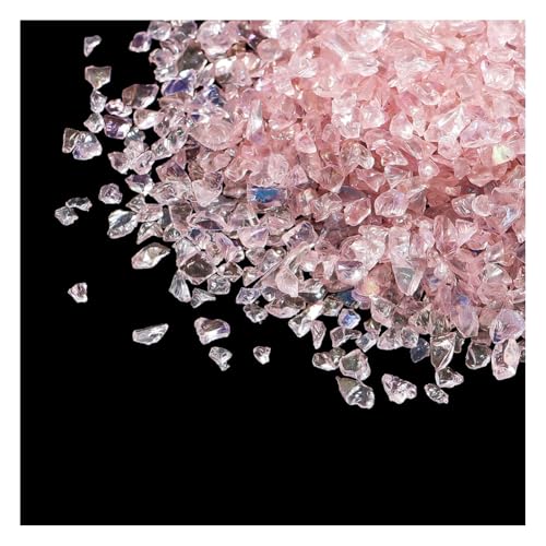 Wisafory Crushed Glass Chips Unregelmäßiges Glaschips Glitter Ungebohrte Glasperlen Transparent Glas für Hochzeit Party Vasenfülle Hochzeiten Tischdekorationen Kunsthandwerke 100g Sakura Rosa von Wisafory