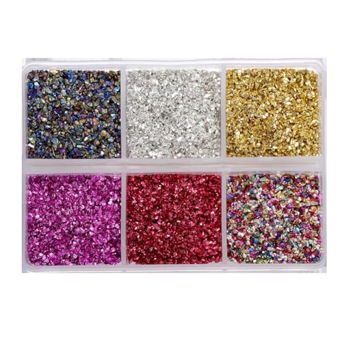 Wisafory Crushed Glass Chips Unregelmäßiges Glitzer-Metallic-Glas Set Zerkleinerte Glitzer Zerquetschtes Glas für DIY Basteln, Schmuck, Vasenfüller, Epoxidharz-Dekorationzum 8# von Wisafory