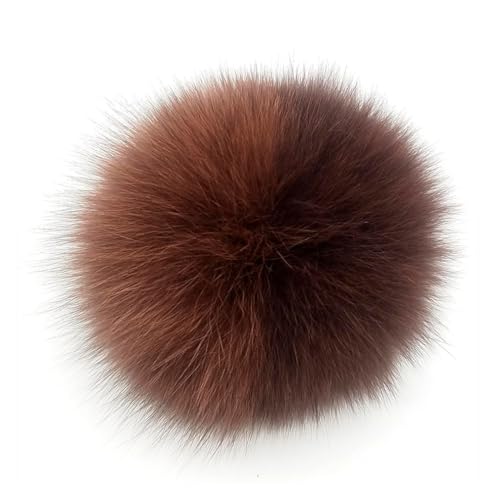 Wisafory Fuchs Pelz Pompon Ball Fellbommel Bommelbälle Bommel Flauschige Pom Pon Fuchs Plüschbälle Fellpompon zum Basteln Bommeln Zubehör für Mützen Beanies und Tasche Dunkelbraun-Hellbraun von Wisafory