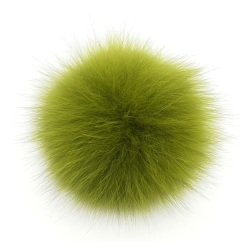 Wisafory Fuchs Pelz Pompon Ball Fellbommel Bommelbälle Bommel Flauschige Pom Pon Fuchs Plüschbälle Fellpompon zum Basteln Bommeln Zubehör für Mützen Beanies und Tasche Grün von Wisafory