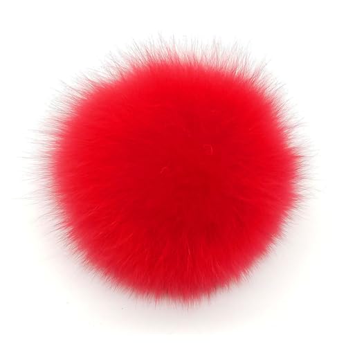 Wisafory Fuchs Pelz Pompon Ball Fellbommel Bommelbälle Bommel Flauschige Pom Pon Fuchs Plüschbälle Fellpompon zum Basteln Bommeln Zubehör für Mützen Beanies und Tasche Rot von Wisafory