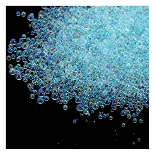 Wisafory Glasperlen 20g 0.4~3mm Harz Blasen Perlen Ohne Loch Wassertropfen-Perlen Harzfüllmaterial Micro Caviar Beads für Harzherstellung Nagel Kunst DIY Verschönerung Dekorationen Hellblau von Wisafory