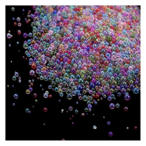 Wisafory Glasperlen 20g 0.4~3mm Harz Blasen Perlen Ohne Loch Wassertropfen-Perlen Harzfüllmaterial Micro Caviar Beads für Harzherstellung Nagel Kunst DIY Verschönerung Dekorationen Mischfarben von Wisafory