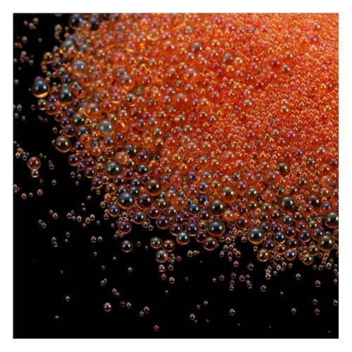 Wisafory Glasperlen 20g 0.4~3mm Harz Blasen Perlen Ohne Loch Wassertropfen-Perlen Harzfüllmaterial Micro Caviar Beads für Harzherstellung Nagel Kunst DIY Verschönerung Dekorationen Orange von Wisafory