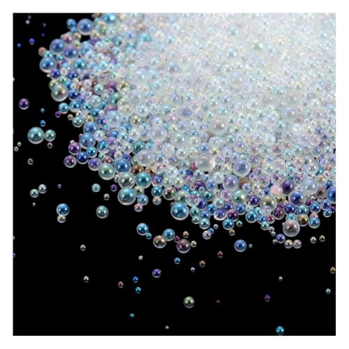 Wisafory Glasperlen 20g 0.4~3mm Harz Blasen Perlen Ohne Loch Wassertropfen-Perlen Harzfüllmaterial Micro Caviar Beads für Harzherstellung Nagel Kunst DIY Verschönerung Dekorationen Transparent von Wisafory