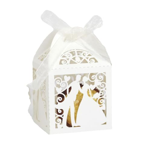 Wisafory Hochzeit Geschenkbox Kasten Gastgeschenke Schachteln Süßigkeiten Kleine Box Gastgeschenke Kasten mit Farbband für Tischdeko Hochzeit Hochzeitstag Taufe Silber 1# 20 Stück von Wisafory