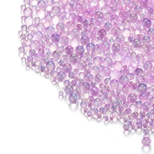 Wisafory Mini-Glasperlen ohne Loch Bunte Wasserblasenperlen Seifenblasen-Perlen 3D-Nagelkunst-Dekoration Micro Caviar Beads für Harz Crafting Und Nail Arts Design Epoxidharz Hellviolett 100g von Wisafory