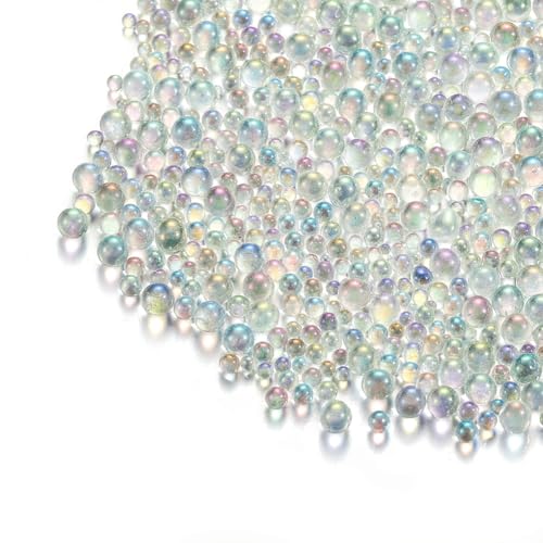 Wisafory Mini-Glasperlen ohne Loch Bunte Wasserblasenperlen Seifenblasen-Perlen 3D-Nagelkunst-Dekoration Micro Caviar Beads für Harz Crafting Und Nail Arts Design Epoxidharz Weiß 100g von Wisafory