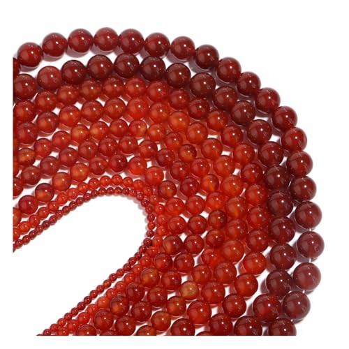 Wisafory Natürliche Rot Achat Perlen runde Edelsteinperlen Rot Karneol Achat Lose Perlen Edelstein Halbedelstein für DIY Basteln Handwerk Schmuckherstellung Armband Halskette 14mm von Wisafory