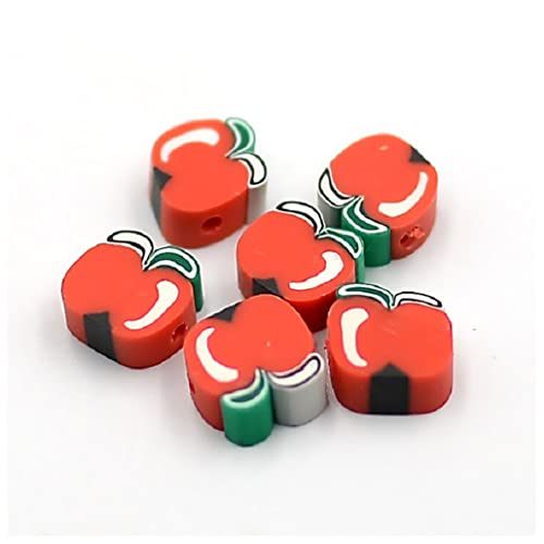 Wisafory Obst Perlen zum Auffädeln 100pcs Weiche Keramik Beads DIY Armband Perlen Bastelperlen Obst Polymer Clay Beads Schmuck Zubehör für Armbänder Halsketten Ohrringe Äpfel von Wisafory