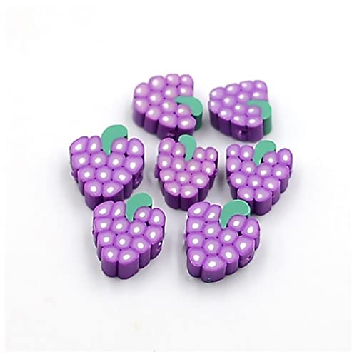 Wisafory Obst Perlen zum Auffädeln 100pcs Weiche Keramik Beads DIY Armband Perlen Bastelperlen Obst Polymer Clay Beads Schmuck Zubehör für Armbänder Halsketten Ohrringe Weintrauben von Wisafory