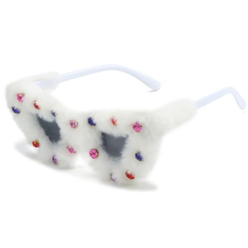 Wisafory Party sonnenbrillen Plüsch Katzenaugen Hippie Partybrille Modische Herzförmige Brille für Herren Damen Kleid Accessoires Foto Requisiten Geburtstagsfeier Karneval Weiß+Diamant Wisafory Party sonnenbrillen Plüsch Katzenaugen Hippie Partybrille Modische Herzförmige Brille für Herren Damen Kleid Accessoires Foto Requisiten Geburtstagsfeier Karneval Weiß+Diamant von Wisafory