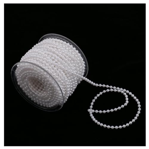 Wisafory Perlenband 20M/Rolle Perlengirlande Künstliche Perlenkette Perlenschnur Perlenrolle Kunstperlen Draht Runde Perlen Ketten für DIY Hochzeit Weihnachten Party Dekoration 4mm Weiß von Wisafory