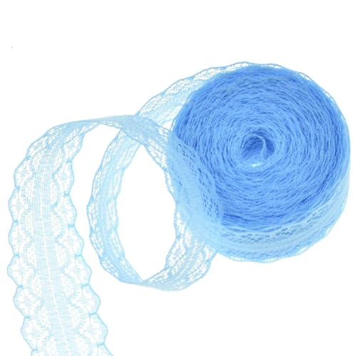 Wisafory Spitzenband 10m x 3cm Spitzenborte zum Nähen Spitzenbordüre Vintage Spitzenstoff Spitzenbesatz Dekoband Spitze Trim Zierband Spitzenbänder für DIY Hochzeit Dekoration Himmelblau von Wisafory