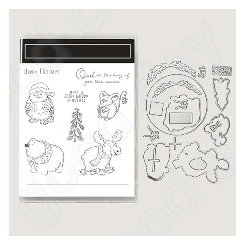 Wisafory Stempel und Stanzschablonen Set Stempel und Stanzformen Silikonstempel und Stanzen Set Weihnachts Stanzformen Schablonen für DIY, Scrapbooking, Grußkarten, Geschenkkarton-Dekoration 12# von Wisafory