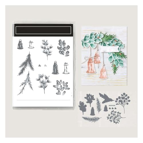 Wisafory Stempel und Stanzschablonen Set Stempel und Stanzformen Silikonstempel und Stanzen Set Weihnachts Stanzformen Schablonen für DIY, Scrapbooking, Grußkarten, Geschenkkarton-Dekoration 27# von Wisafory