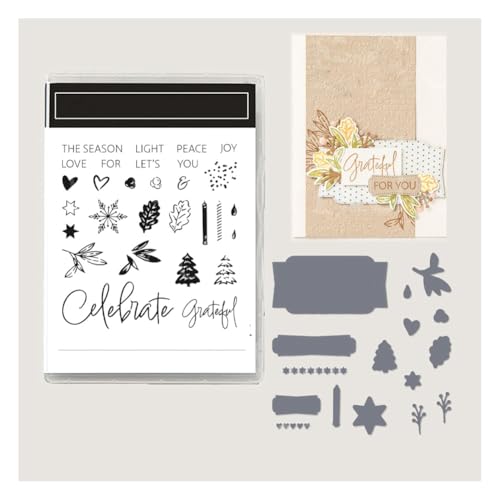 Wisafory Stempel und Stanzschablonen Set Stempel und Stanzformen Silikonstempel und Stanzen Set Weihnachts Stanzformen Schablonen für DIY, Scrapbooking, Grußkarten, Geschenkkarton-Dekoration 28# von Wisafory